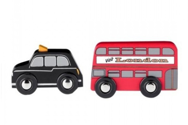 Stoere taxi en bus van Bigjigs.