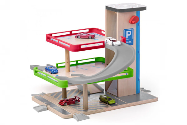 Goedkope speelgoedgarages Voordelig bij Speelgoedgarageshop.nl Woodtoys Compacte parkeergarage | Speelgoedgarageshop.nl